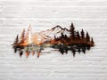 Copper Plated Mountain Reflections Metal Wall Art