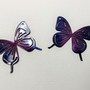 Butterfly Purple Tinged Pair Metal Wall Art Décor 6&quot; x 6&quot; each