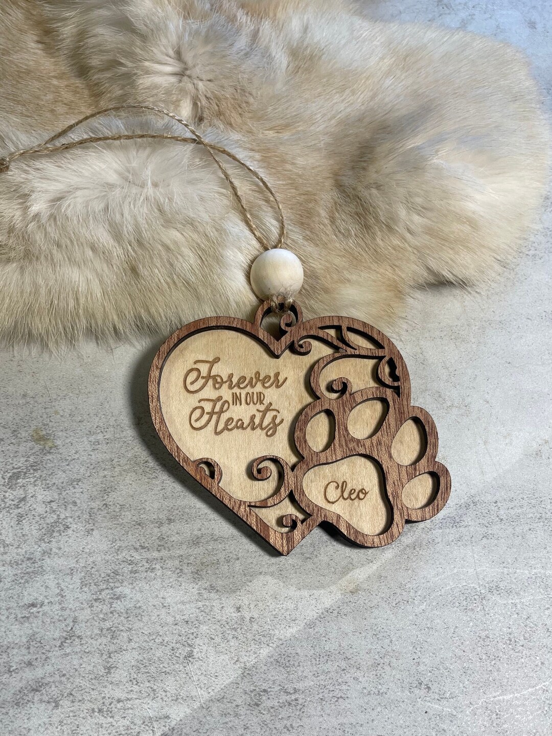 Paw Print Pet Memorial Ornament - Forever in Our Hearts Personalized - Etsy