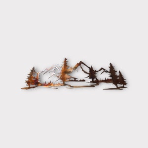 Living in the Mountains Copper Plated Metal Art Scene - Trees and ...