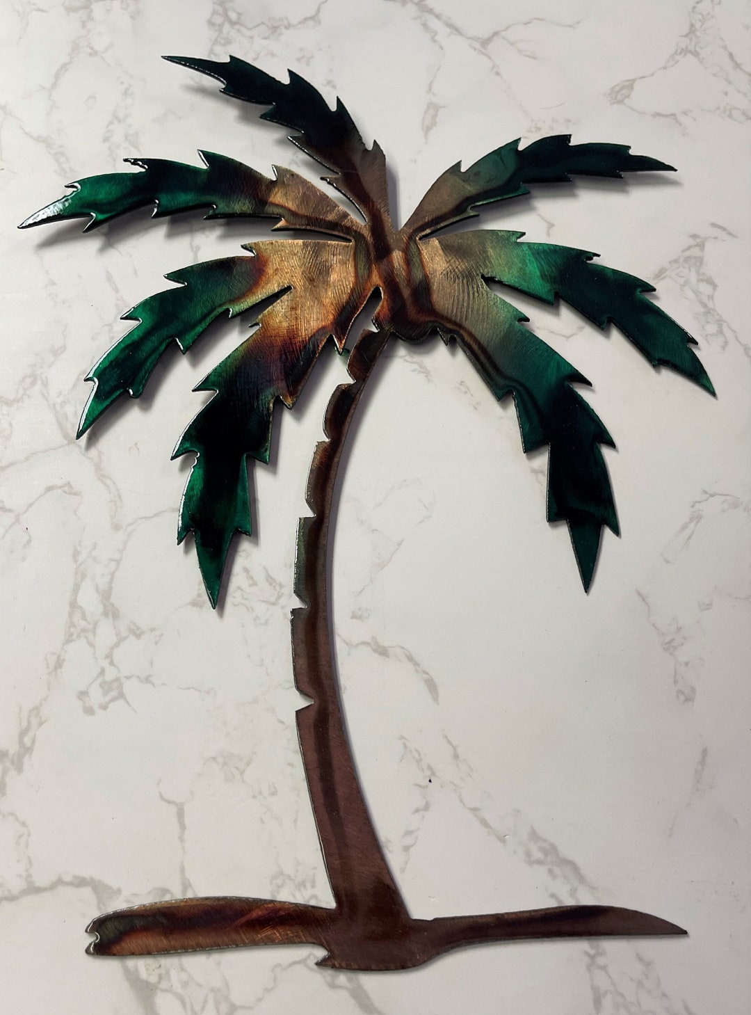 Palm Tree Metal Wall Art 12" to 44" Tall, Copper and Bronzed Plated and ...