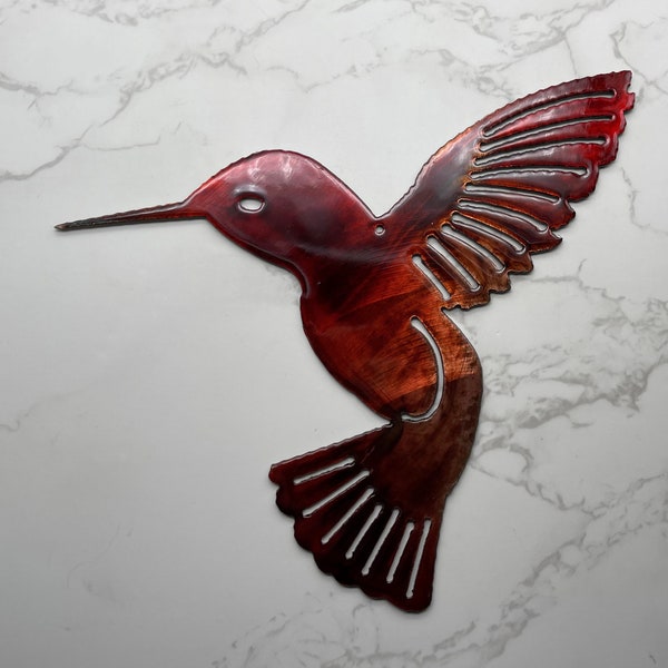 Hummingbird Copper Red Metal Wall Art Décor Choose Left or Right Facing