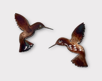 Paire de mini-colibris plaqués cuivre 3" x 3"
