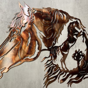 Horse in a Horse Scene Metal Art 20&quot; x 16&quot;