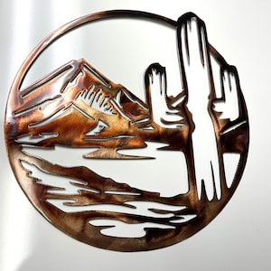 Arizona Cactus Circle Metal Wall Art - Copper - 14&quot; x 13 3/4&quot;