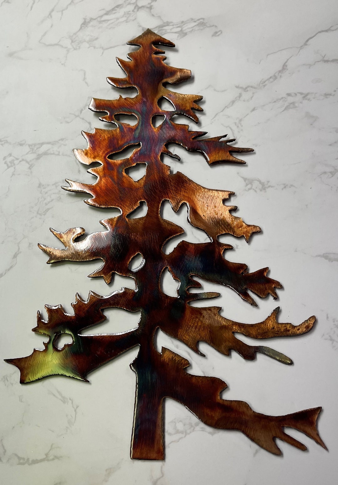 Outdoor Pine Tree Metal Wall Art Decor 12 X 8 Etsy