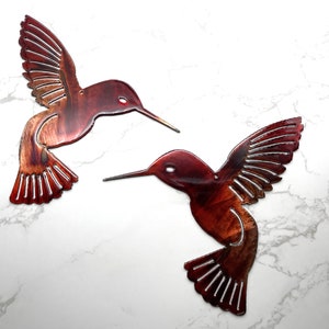 Hummingbird Copper Red Pair Metal Wall Art Décor 6&quot; x 6&quot; each