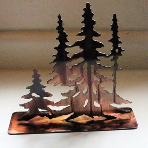 Forest Trees in copper Metal Wall Art Decor  Stand Alone Version