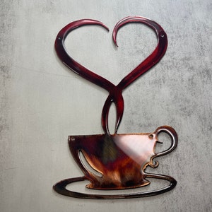 Steamed with Love Coffee Cup Copper and Bronzed Red 9 3/4&quot; x 6 1/2&quot; or larger