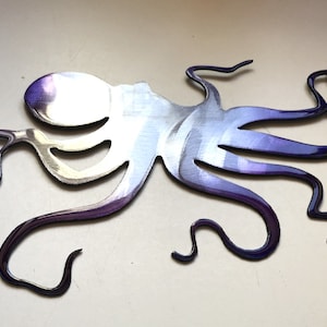 Ocean Octopus Metal Wall Art Accent approx. 20&quot; wide x 12 1/8&quot; tall Purple Tinged
