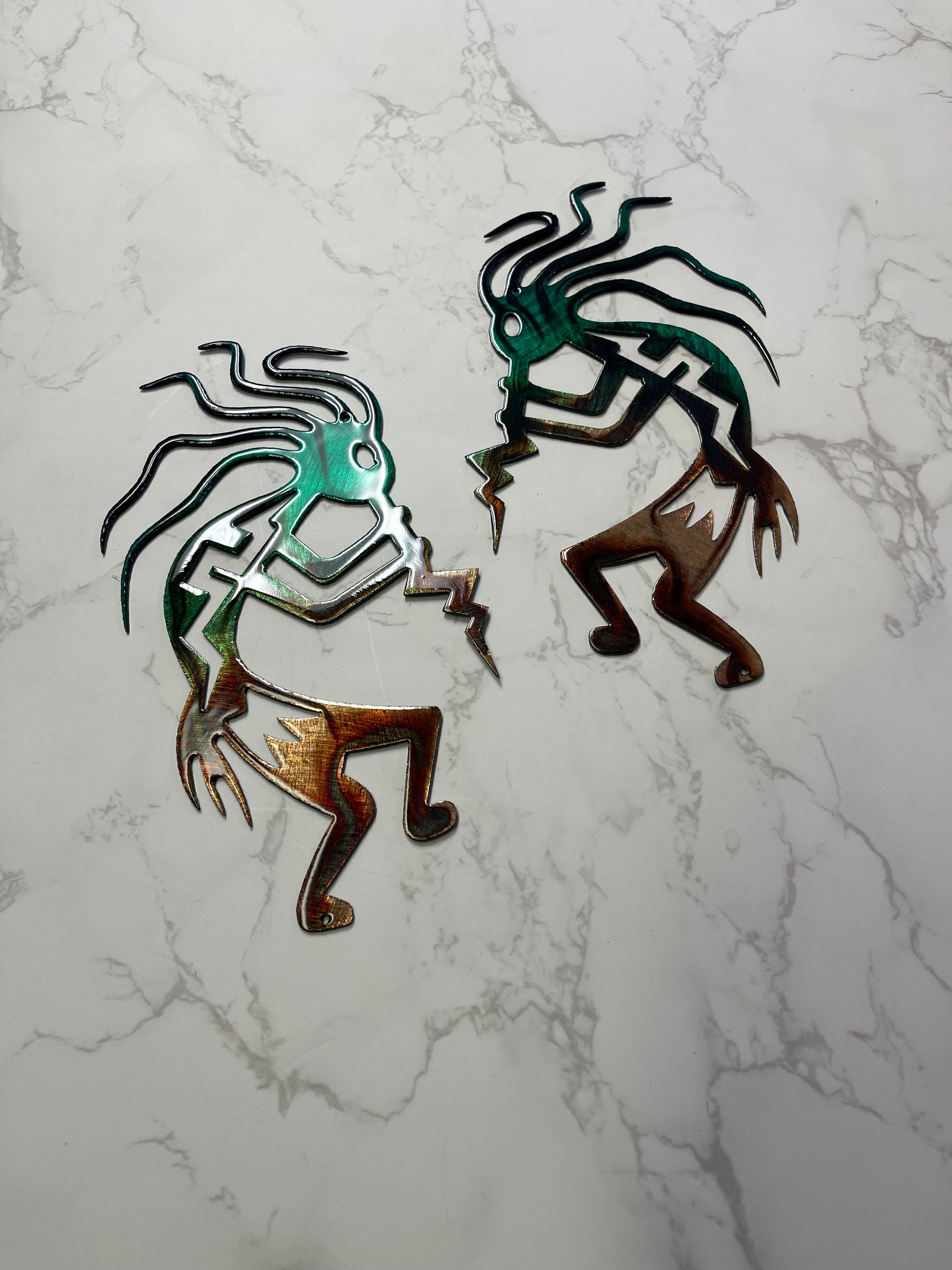 PECO CLUB【インテリア】★Hairstyle canvas art Set of 2 Crazy Hair Kokopelli Pair Wall Art - Handcrafted in