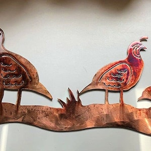 Quail Family Scene Metal Wall Art 24&quot; x 9 1/2&quot;