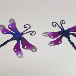 Dragonfly Metal Wall Art Décor Purple Tinged Pair 7&quot; x 6 3/4&quot; Each