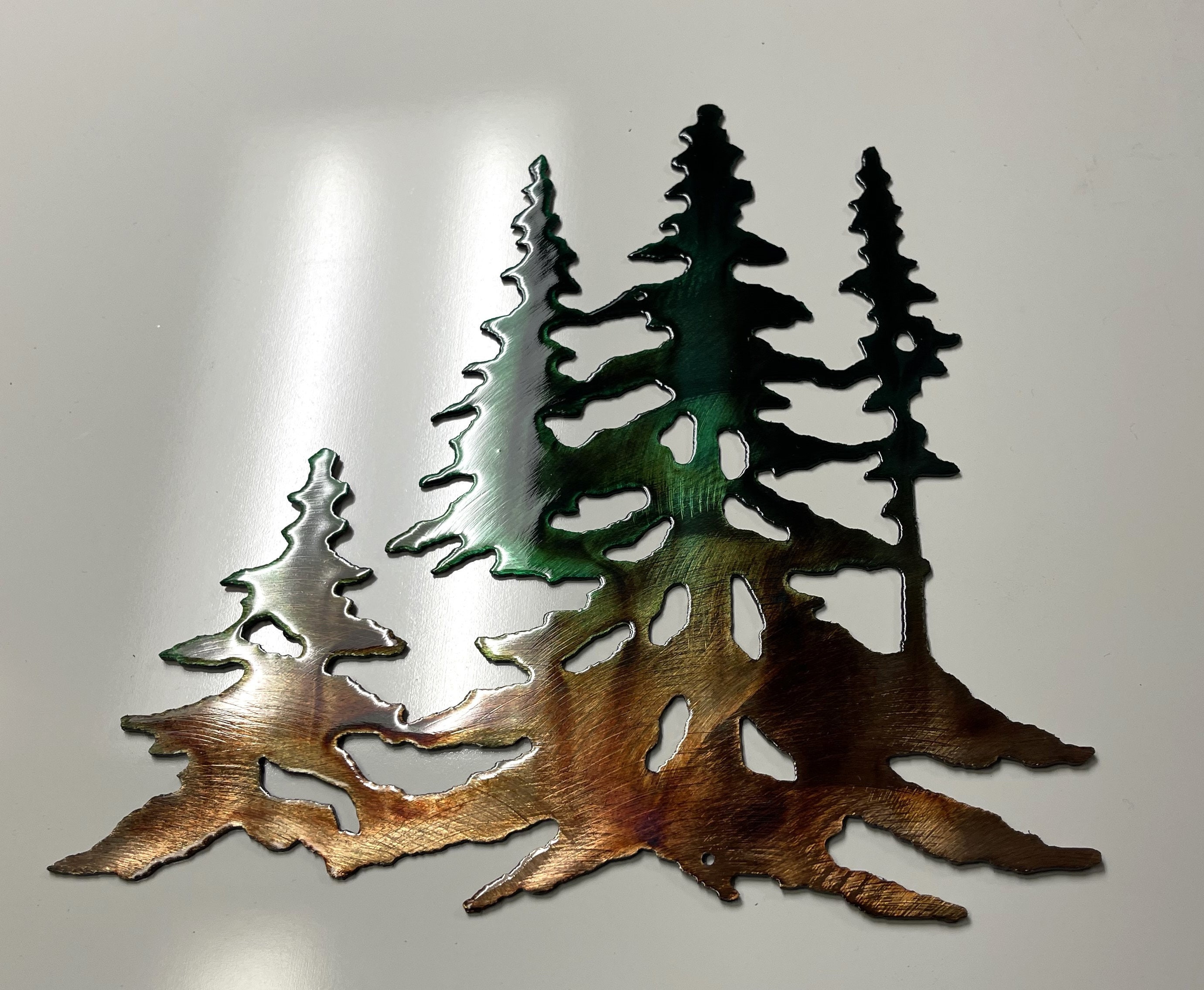 Forest Trees in Copper Metal Wall Art Decor Green Marbled - Etsy