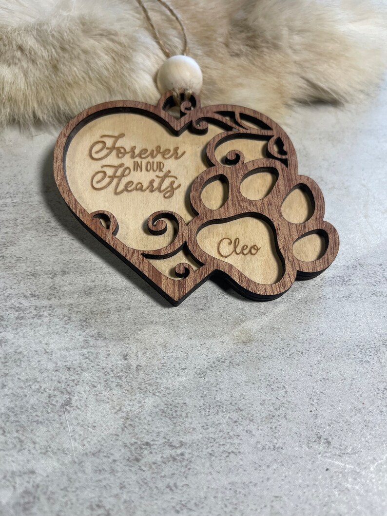 Paw Print Pet Memorial Ornament - Forever in Our Hearts Personalized - Etsy