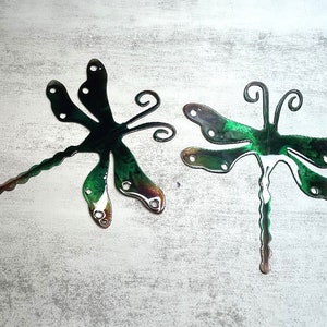 Dragonfly Metal Wall Art Decor in Our Royal Green Finish 7&quot; x 6 3/4&quot; Each