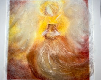 angel with a Tone Circle dreamlike fairy-tale wool merino wool / silk image in anthroposophy and Waldorf style