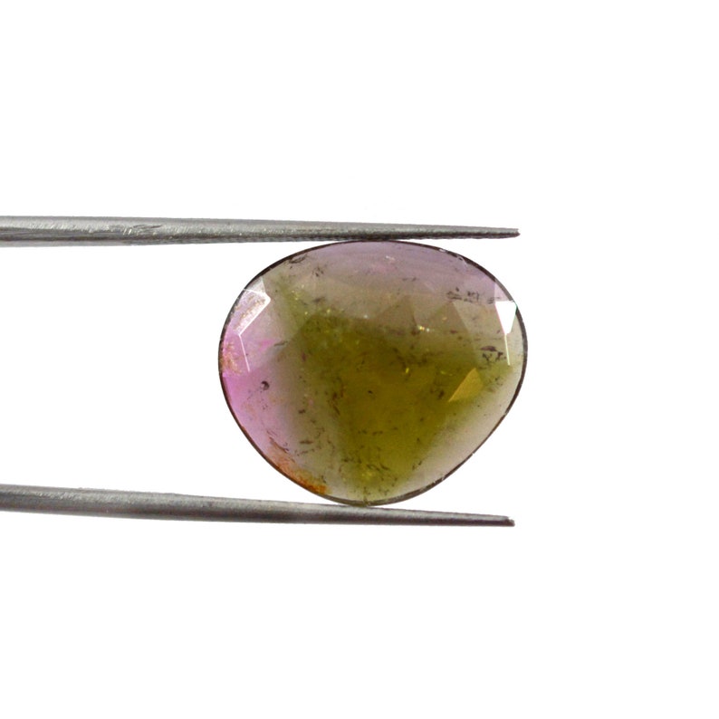 7566 6.85 cts. 14.5x17 mm 4 mm bi color Natural Tourmaline Gemstone For making Beautiful Designer Jewelry Tourmaline Cabochon Faceted