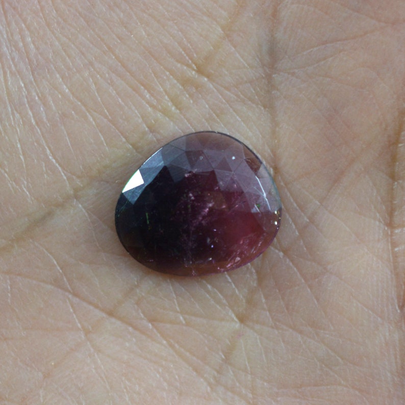 4.35 cts. 12.5x14.5 mm Bi color Tourmaline Cabochon Gemstone for Jewelry 7532 Tourmaline Gemstone Faceted