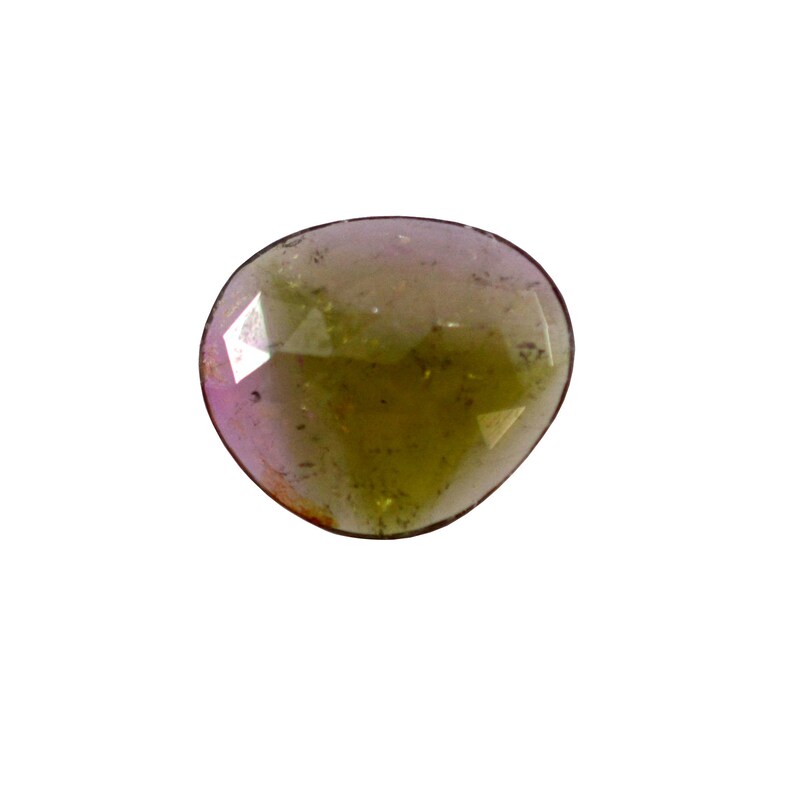 7566 6.85 cts. 14.5x17 mm 4 mm bi color Natural Tourmaline Gemstone For making Beautiful Designer Jewelry Tourmaline Cabochon Faceted