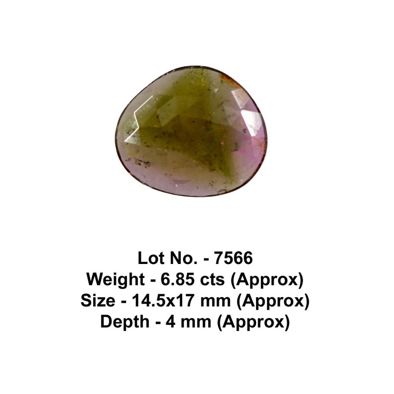 7566 6.85 cts. 14.5x17 mm 4 mm bi color Natural Tourmaline Gemstone For making Beautiful Designer Jewelry Tourmaline Cabochon Faceted
