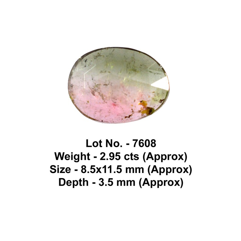 Natural Tourmaline Cabs 2.95 cts 8.5x11.5 mm 3.5 mm bi-color Natural Tourmaline Non-Treated Gems for making Beautiful Designer Jewelry 7608