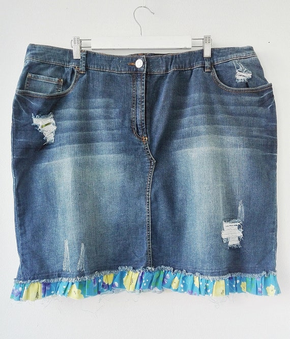 distressed denim skirt plus size