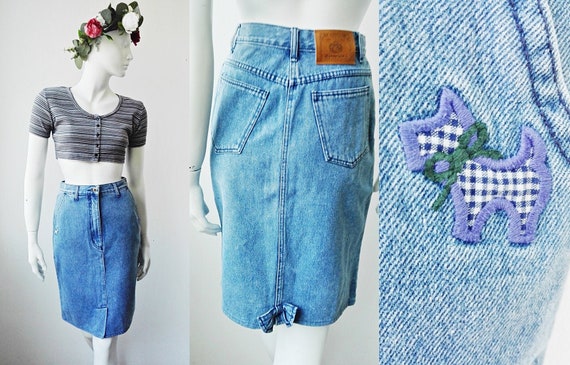 embroidered jean skirt