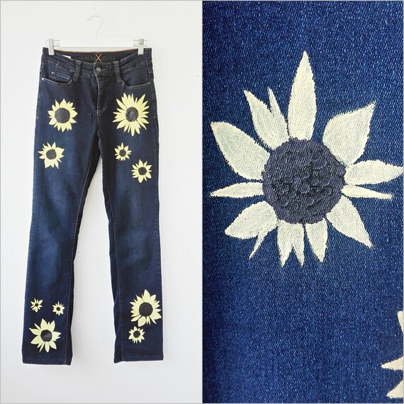 sunflower painting on jeans