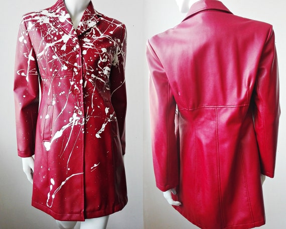 Vinyl Trench Raincoat, Splattered Womens Trench, C