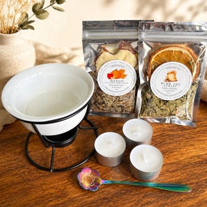 Mini Ceramic Simmer Pot Kit, 7 oz Tealight Potpourri Warmer, Witchy Home Fragrance Gift