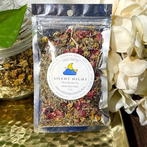 Silent Night Simmer Pot Blend, Sleep Aid Herbs, Nightmare Protection, Bedtime Relaxation Ritual