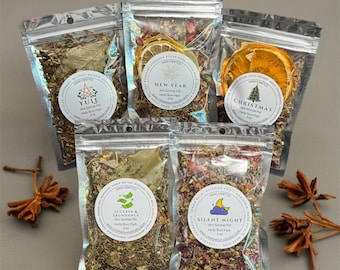Winter Scents Simmer Pot Herb Blend Collection 5 Pack, Cozy Yuletide Aromas