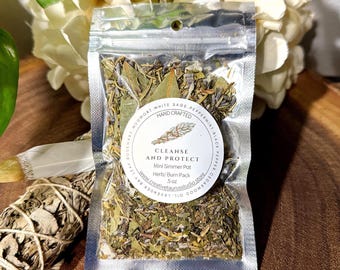 Cleanse & Protect Mini Simmer Pot Herb Packs; Intention Burn Pack; Sacred Space Magic, Banishing Ritual, Witch Herbs, Home Shield
