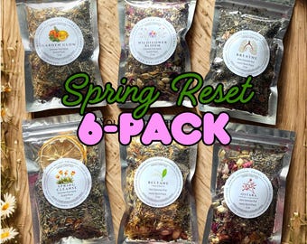 Spring Reset Simmer Pot Bundle | 6 Simmer Herb Packs | Ostara Beltane Breathe | Cleansing Home Refresh