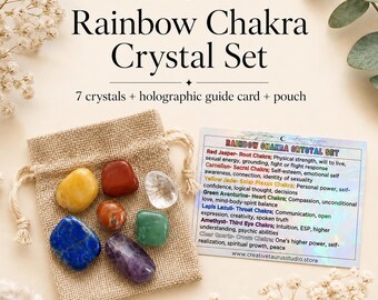 Rainbow Chakra Crystal Tumble Set, Meditation Gift for Energy Balance and Spiritual Growth