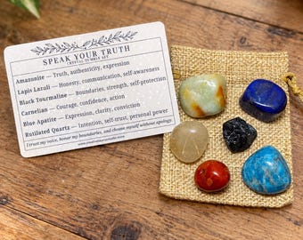 Speak Your Truth Crystal Tumble Set, 6 Stones for Confidence, Communication & Boundaries