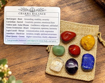 Chakra Balance Crystal Tumble Set, 7 Chakra Stones for Meditation & Intention