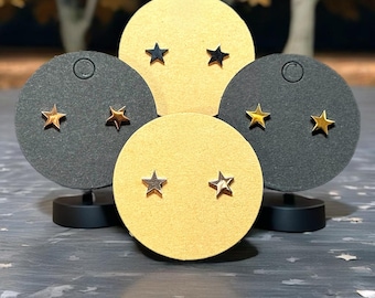 Star Stud Earrings; Stainless Steel Silver Black Gold Rose
