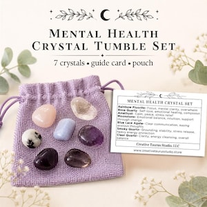 Mental Health Crystal Tumble Set for Calm Grounding Focus and Emotional Balance