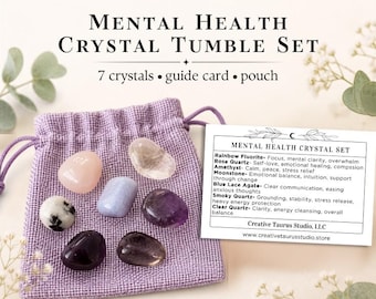 Mental Health Crystal Tumble Set for Calm Grounding Focus and Emotional Balance