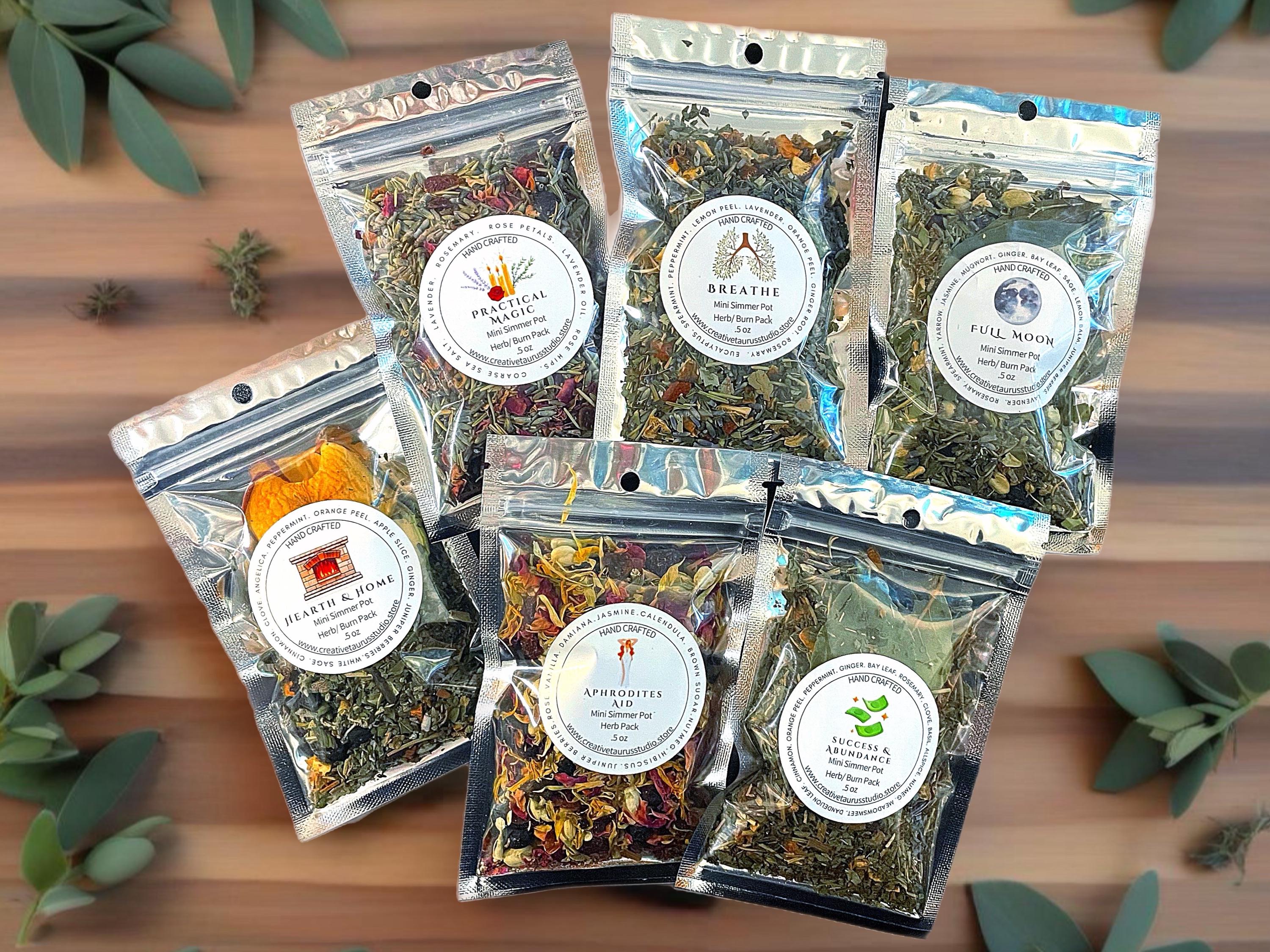 Mini Simmer Pot Herb Packs; Burn Packs 1/2 Ounce Bags