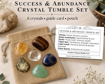Success and Abundance Crystal Tumble Set for Prosperity Luck Motivation and Career Growth