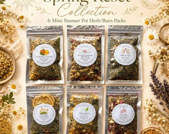 Spring Reset Simmer Pot Collection| 6 Simmer Herb Packs | Ostara Beltane Breathe | Cleansing Home Refresh