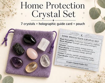 Home Protection Crystal Tumble Set, Housewarming Gift for Cleansing, Grounding and Peace