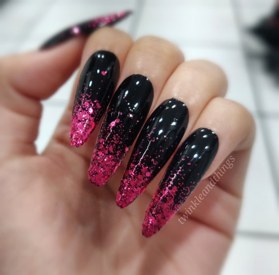Black to Red Glitter Gradient Press on Nails - Etsy Black to Red Glitter Gradient Press on Nails - Etsy
