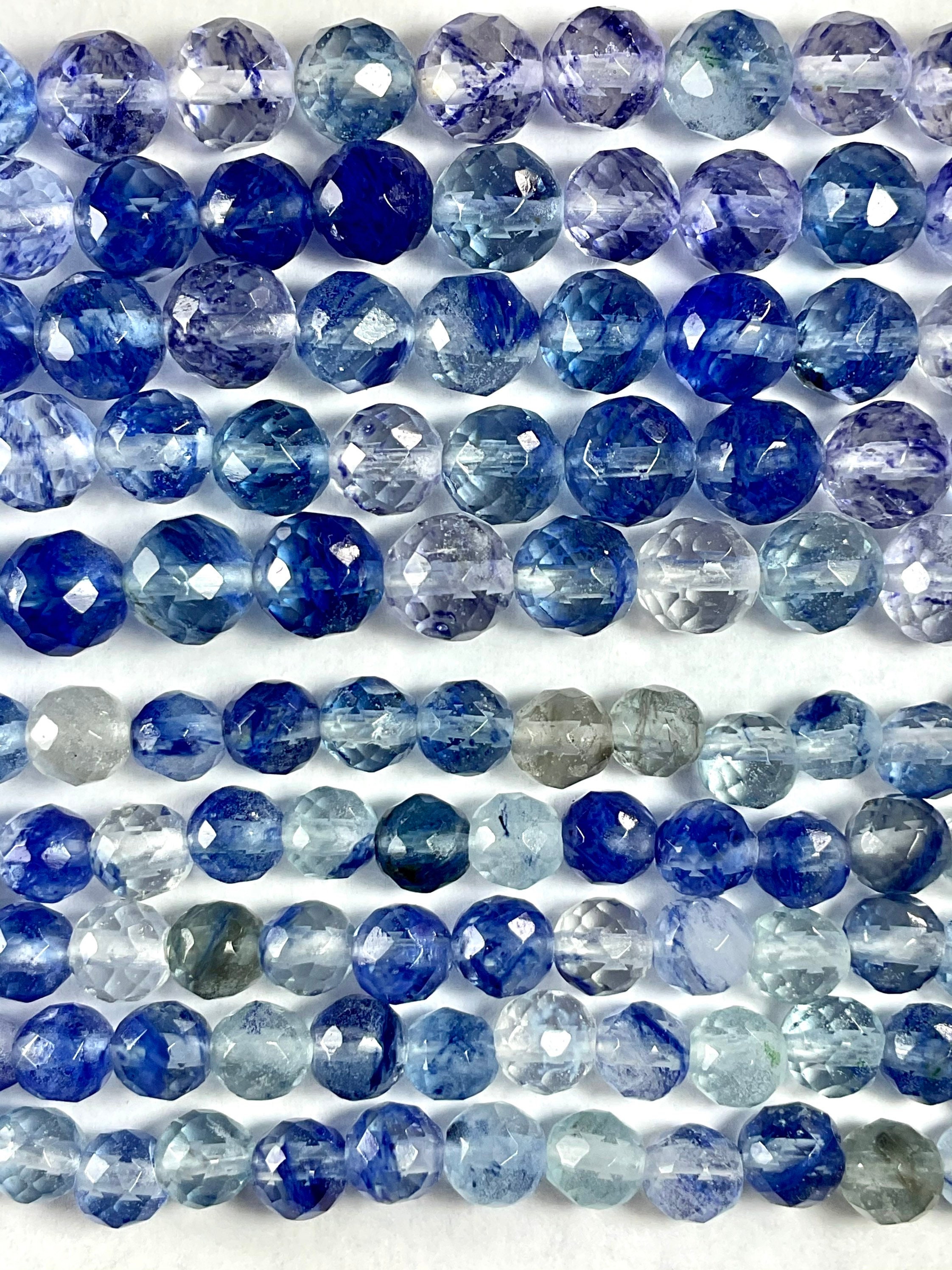 Blueberry Quartz. Faceted Round 6mm or 8mm. 1mm holes. Sold Etsy