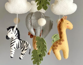 Baby mobile Safari nursery decor Nursery crib mobile animals lion, giraffe, elephant, zebra
