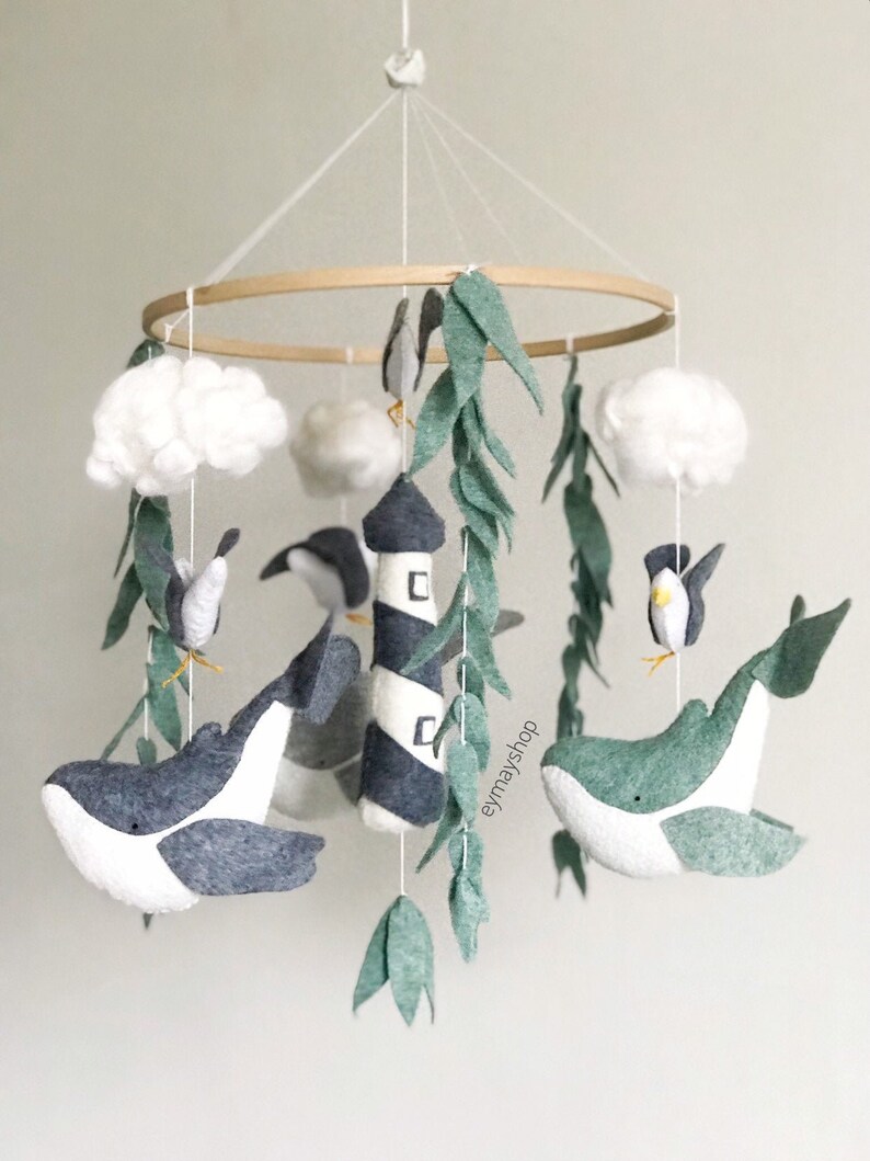 Whale baby mobile whale nursery crib mobile baby mobile Etsy