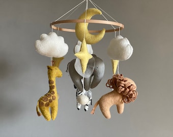 Baby mobile Safari nursery decor  Nursery crib mobile animals lion, giraffe, elephant, zebra